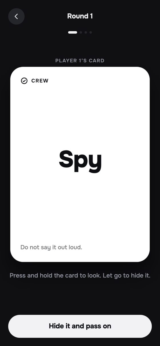 A crew card showing the secret word