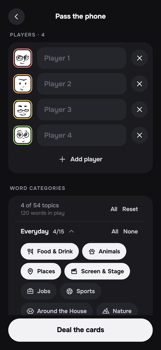 Choosing players and word topics